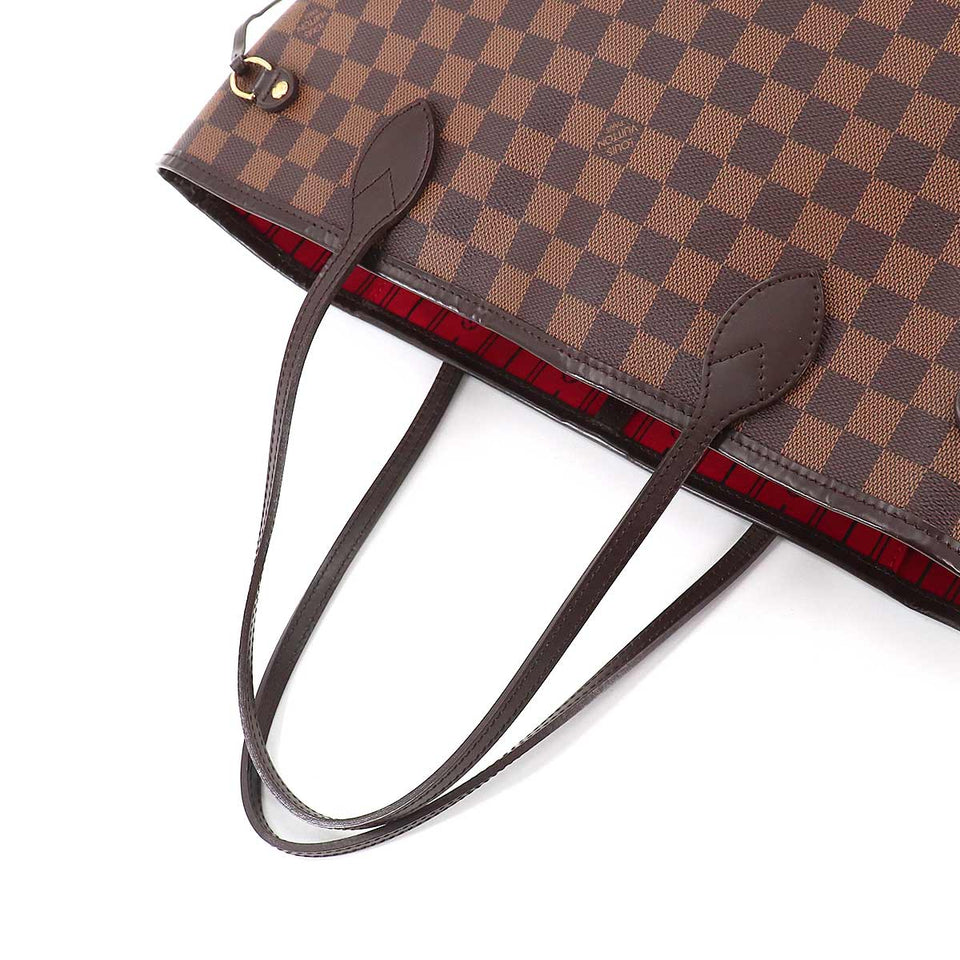 Louis Vuitton Damier Neverfull MM Tote Bag Ebene Cerise Brown Gold Hardware
