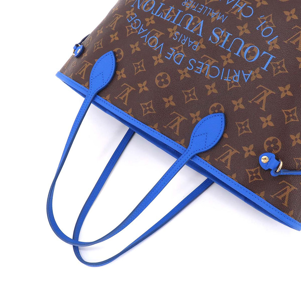 Louis Vuitton Monogram Ikat Flower Neverfull MM Tote Bag Grand Blue