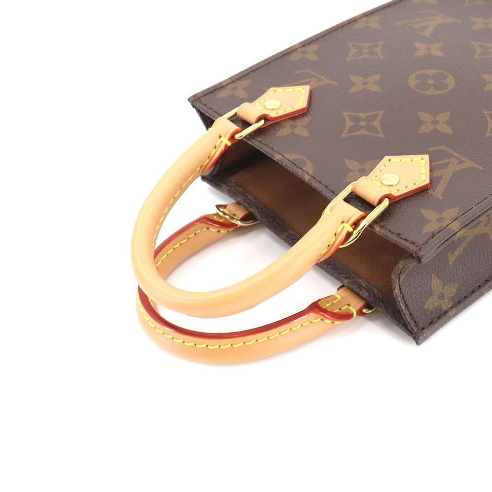 Louis Vuitton Monogram Petit Sac Plat 2 Way Hand Shoulder Bag Brown