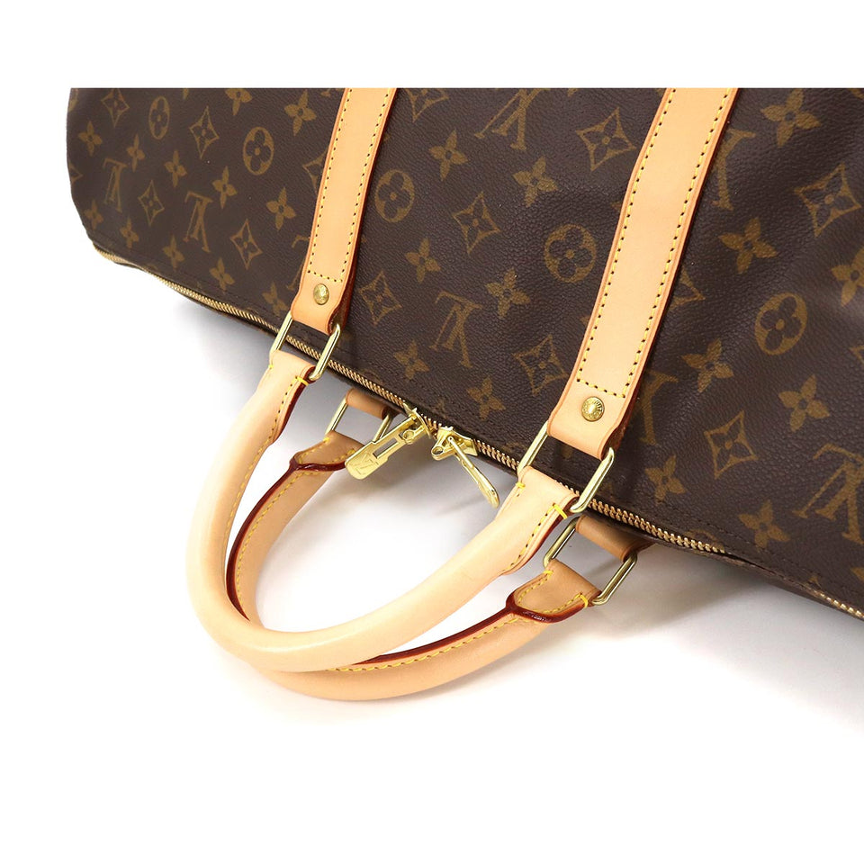 Louis Vuitton Monogram Keepall 55 Boston Bag Brown