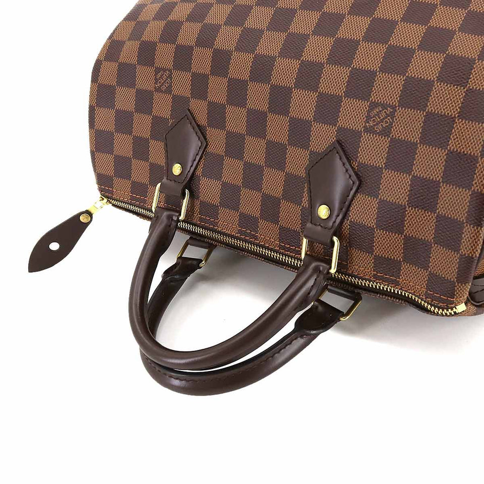 Louis Vuitton Damier Speedy 30 Hand Bag Ebene Brown Gold Hardware