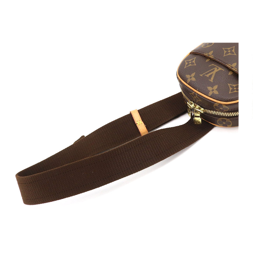 Louis Vuitton Monogram Pochette Gange Body Bag Brown Gold Metal Fittings