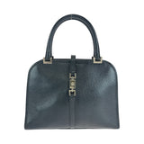 Gucci Tote Bag 002 1071 leather Black SilverMetal Jackie