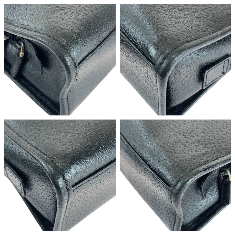Gucci Tote Bag 002 1071 leather Black SilverMetal Jackie
