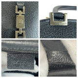 Gucci Tote Bag 002 1071 leather Black SilverMetal Jackie