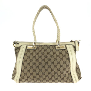 Gucci Shoulder Bag 282300 GG canvas Beige Ivory Gold Metal Bella