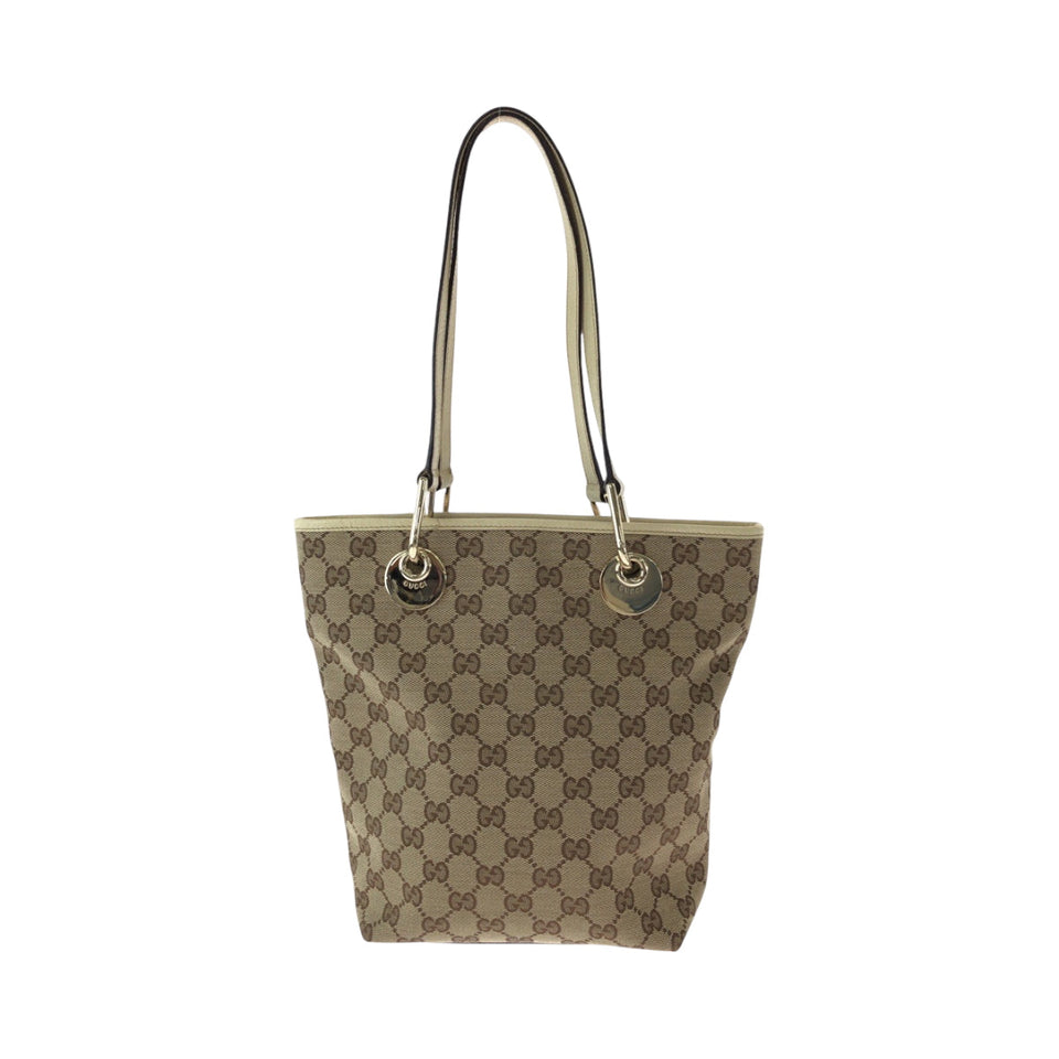 Gucci Tote Bag 120840 GG canvas Brown Ivory Gold Metal