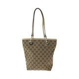 Gucci Tote Bag 120840 GG canvas Brown Ivory Gold Metal
