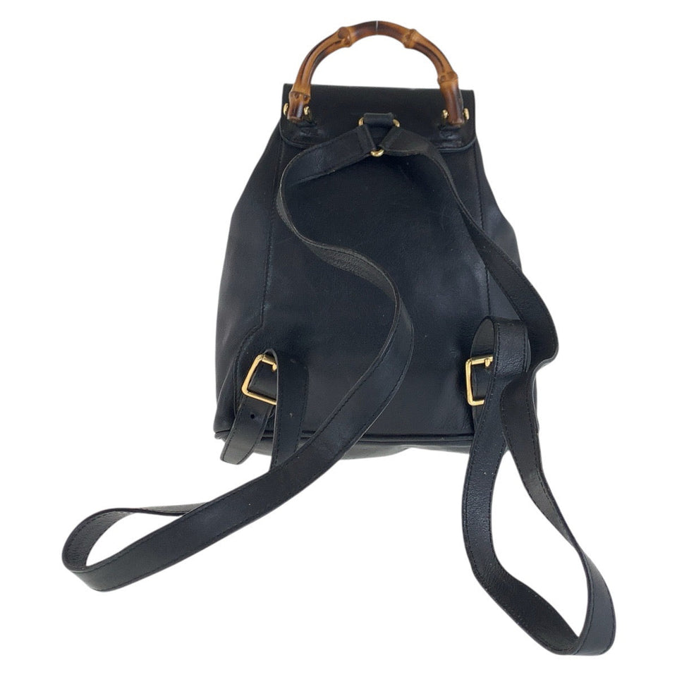 Gucci Backpack 003 3444 0030 leather black Bamboo
