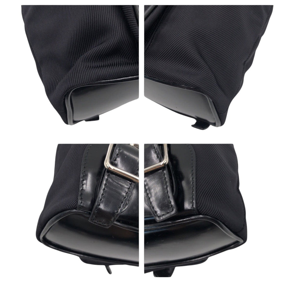 Gucci Backpack 0032852 Nylon Black Silver Bamboo