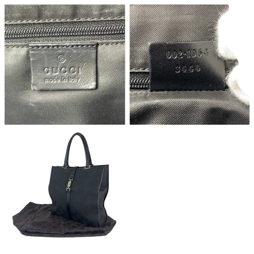 Gucci Tote Bag 002 1064 GG canvas black Jackie