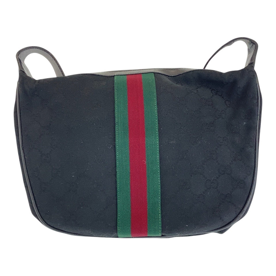 Gucci Shoulder Bag 10 2 3840 GG canvas, leather Black Multicolor Gold Metal Crossbody Shoulder Bag Old Gucci Shelly Line Women(Unisex)