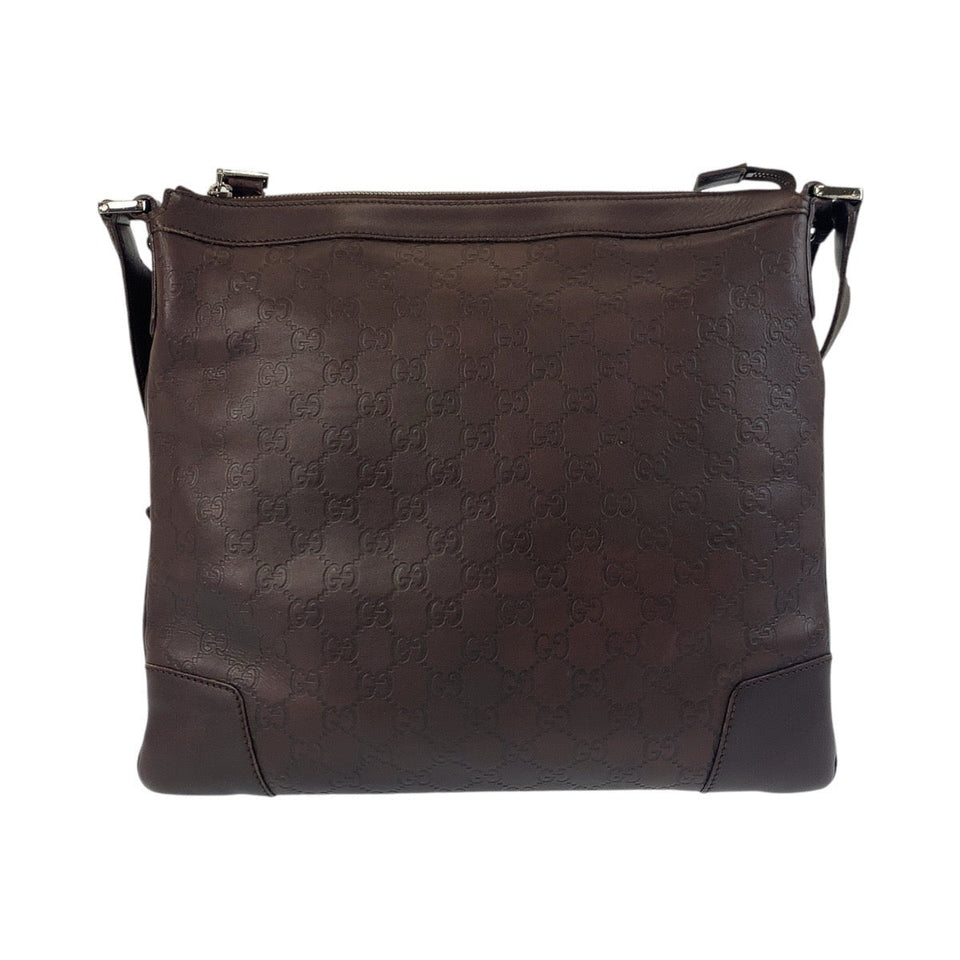Gucci Shoulder Bag 148476 leather Brown Silver Metal Guccisima