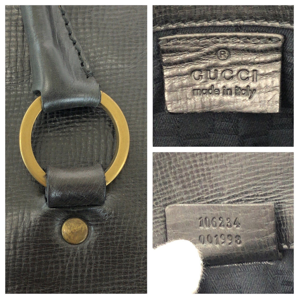 Gucci Business bag 106232 leather Black GoldMetal Business bag Briefcase Unisex Women