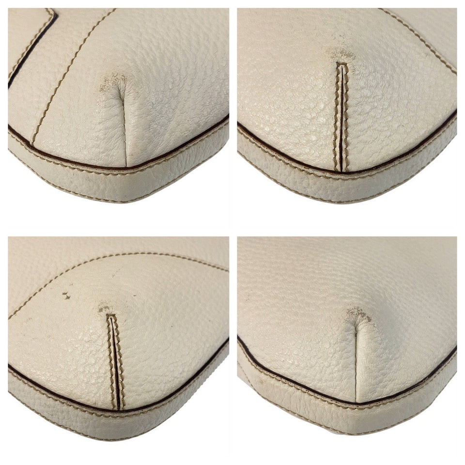 Gucci Shoulder Bag 137388 leather White GoldMetal Horsebit Women
