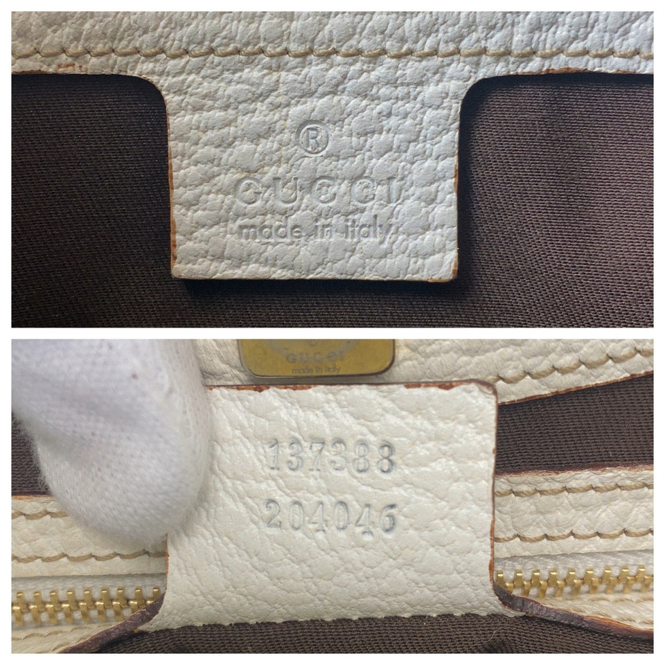 Gucci Shoulder Bag 137388 leather White GoldMetal Horsebit Women