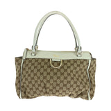 Gucci Tote Bag 189831 GG canvas Beige White Gold Metal Abbey