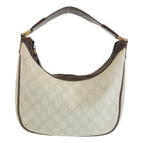 Gucci Shoulder Bag 263257 GG Supreme Canvas White Brown Gold Metal Shoulder Bag handbag Women
