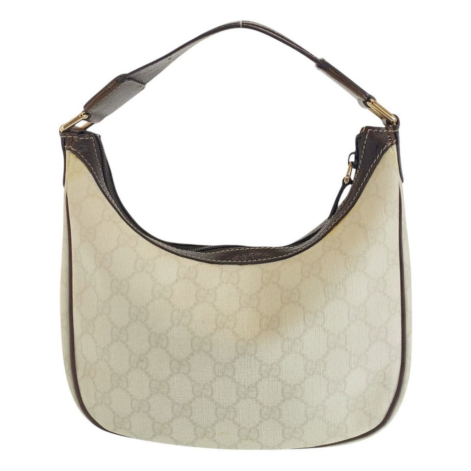 Gucci Shoulder Bag 263257 GG Supreme Canvas White Brown Gold Metal Shoulder Bag handbag Women
