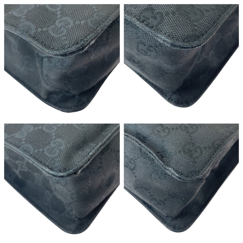 Gucci Shoulder Bag 120841 GG canvas, leather Black SilverMetal Shoulder Bag Messenger bag Women