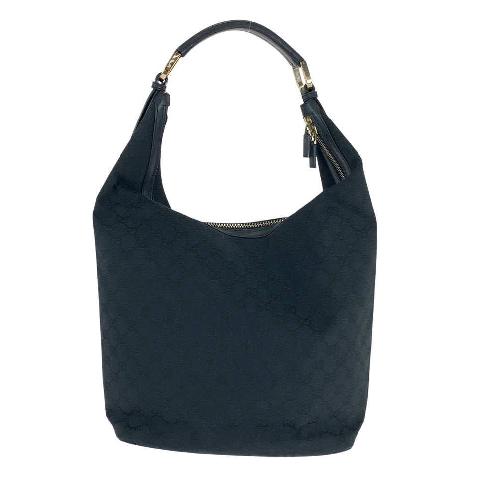 Gucci Shoulder Bag 001 42870 GG canvas Black GoldMetal Hobo Shoulder Bag Women