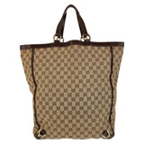 Gucci Tote Bag 130733 GG canvas, leather Brown Gold Metal Tote Bag Shoulder Bag Abbey Women