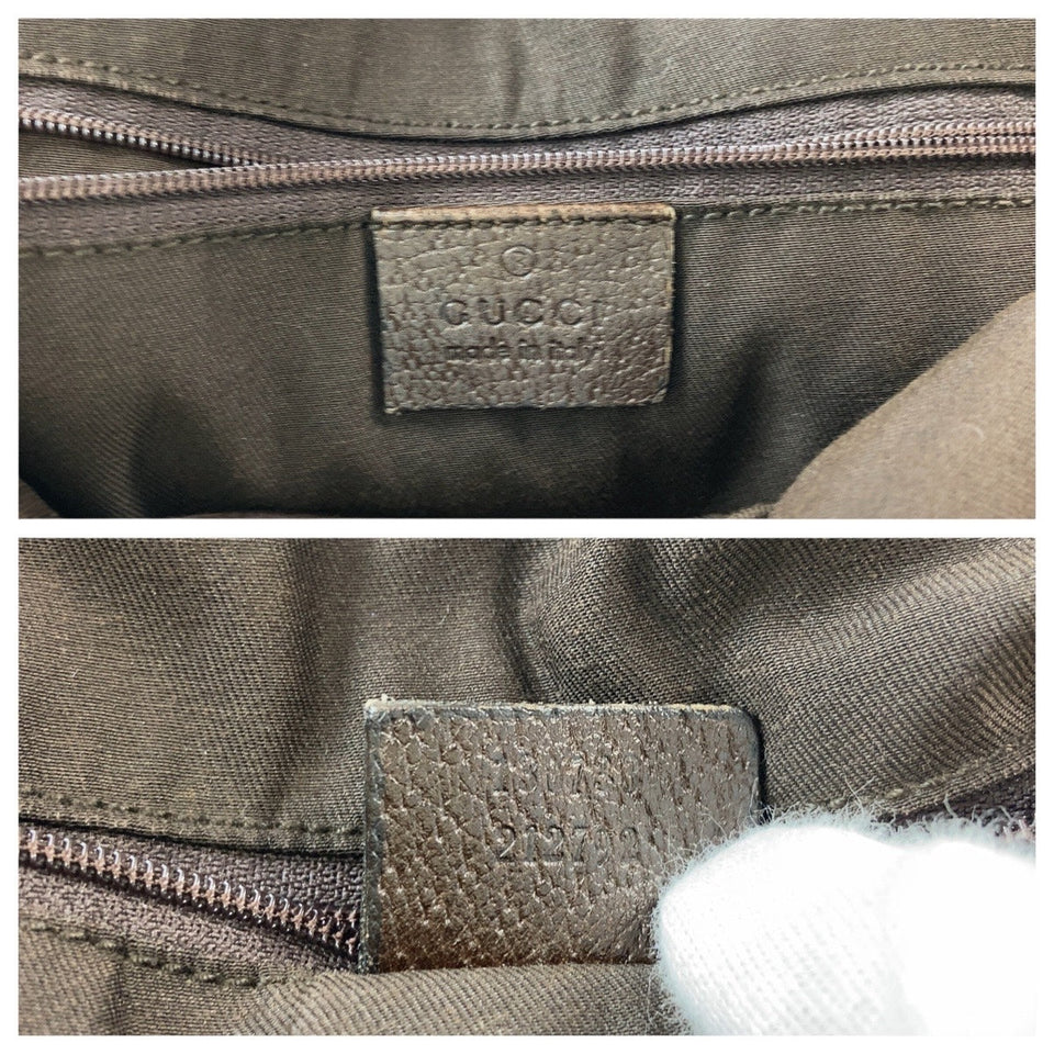 Gucci Tote Bag 130733 GG canvas, leather Brown Gold Metal Tote Bag Shoulder Bag Abbey Women