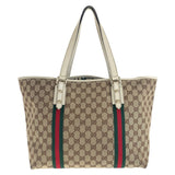 Gucci Tote Bag 139260 GG canvas, leather Brown White Gold Metal Tote Bag Shoulder Bag Sherry line Women