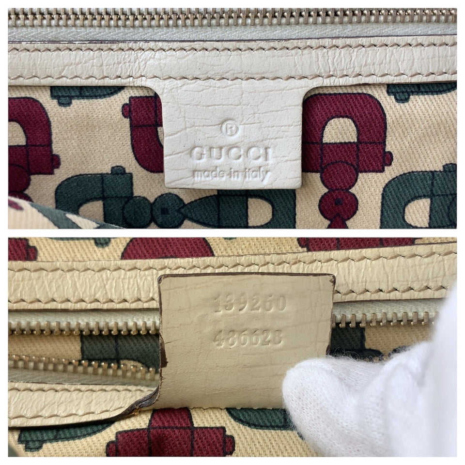 Gucci Tote Bag 139260 GG canvas, leather Brown White Gold Metal Tote Bag Shoulder Bag Sherry line Women