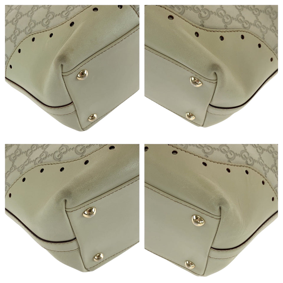Gucci Tote Bag 145998 leather Ivory Gold Metal Guccisima