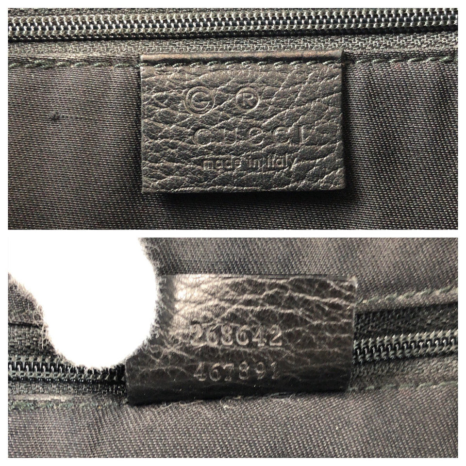 Gucci Shoulder Bag 268642 GG canvas Black SilverMetal Abbey