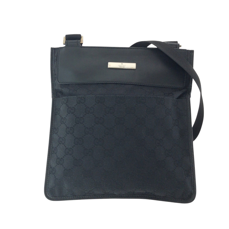 Gucci Shoulder Bag 27639 GG canvas Black SilverMetal