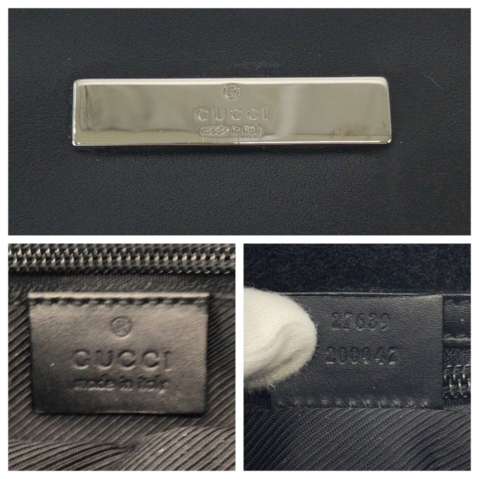 Gucci Shoulder Bag 27639 GG canvas Black SilverMetal