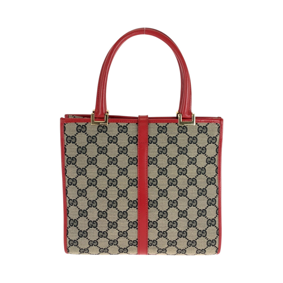 Gucci Handbag 002 1065 GG canvas Gray Red Gold Metal Jackie