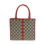 Gucci Handbag 002 1065 GG canvas Gray Red Gold Metal Jackie