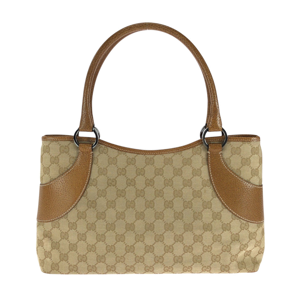 Gucci Tote Bag 113015 GG canvas Brown Beige SilverMetal