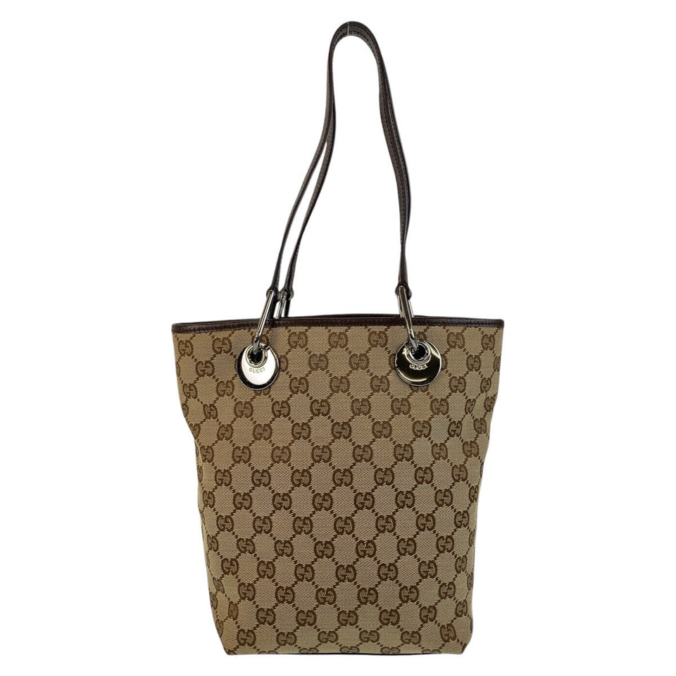 Gucci Tote Bag 120840 GG canvas Beige Brown SilverMetal