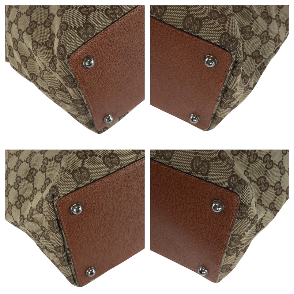 Gucci Tote Bag 120836 GG canvas Brown Silver Metal Tote Bag Shoulder Bag Women