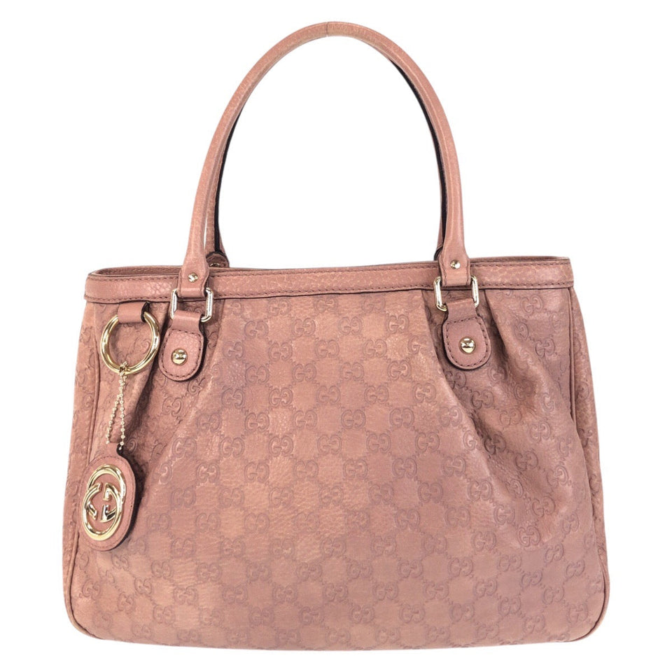 Gucci Tote Bag 296835 leather Pink Beige Gold Metal Guccisima Sukey