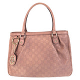 Gucci Tote Bag 296835 leather Pink Beige Gold Metal Guccisima Sukey