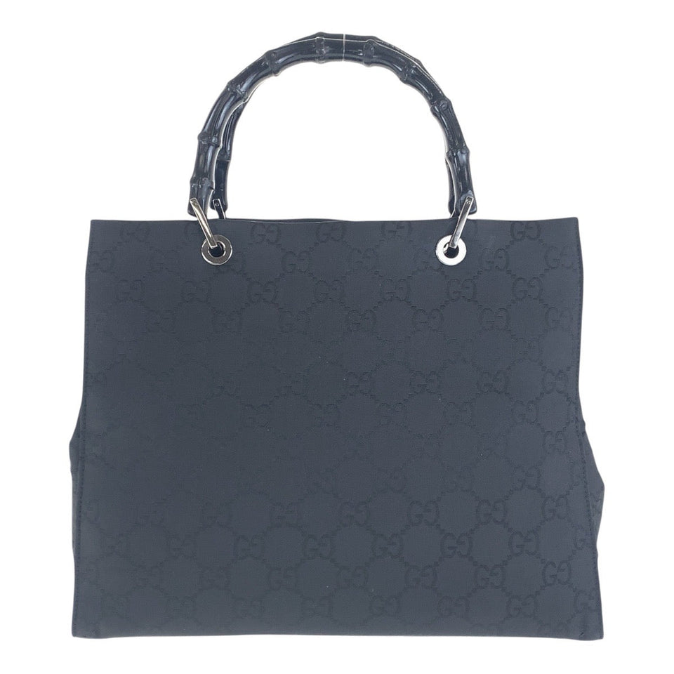Gucci Tote Bag 002 1010 GG canvas Black SilverMetal Tote Bag handbag Bamboo Women