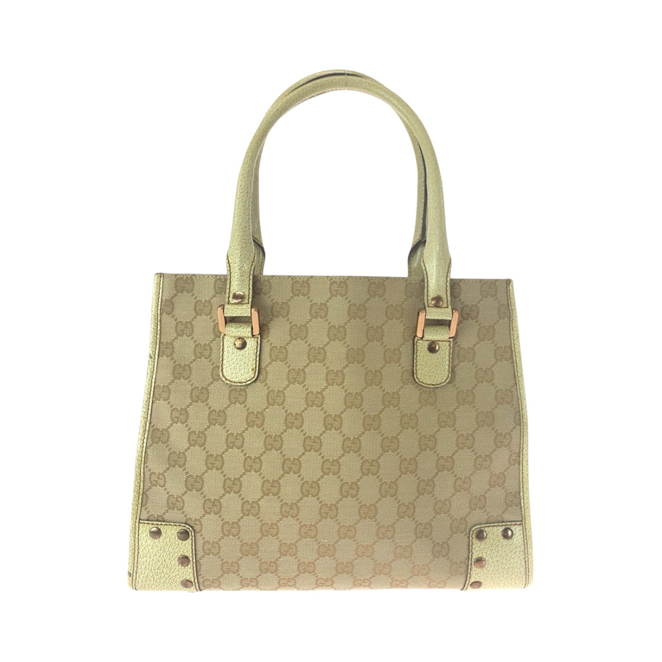 Gucci Tote Bag 124260 GG canvas Beige Ivory Gold Metal Tote Bag Handbag Shoulder Bag Women
