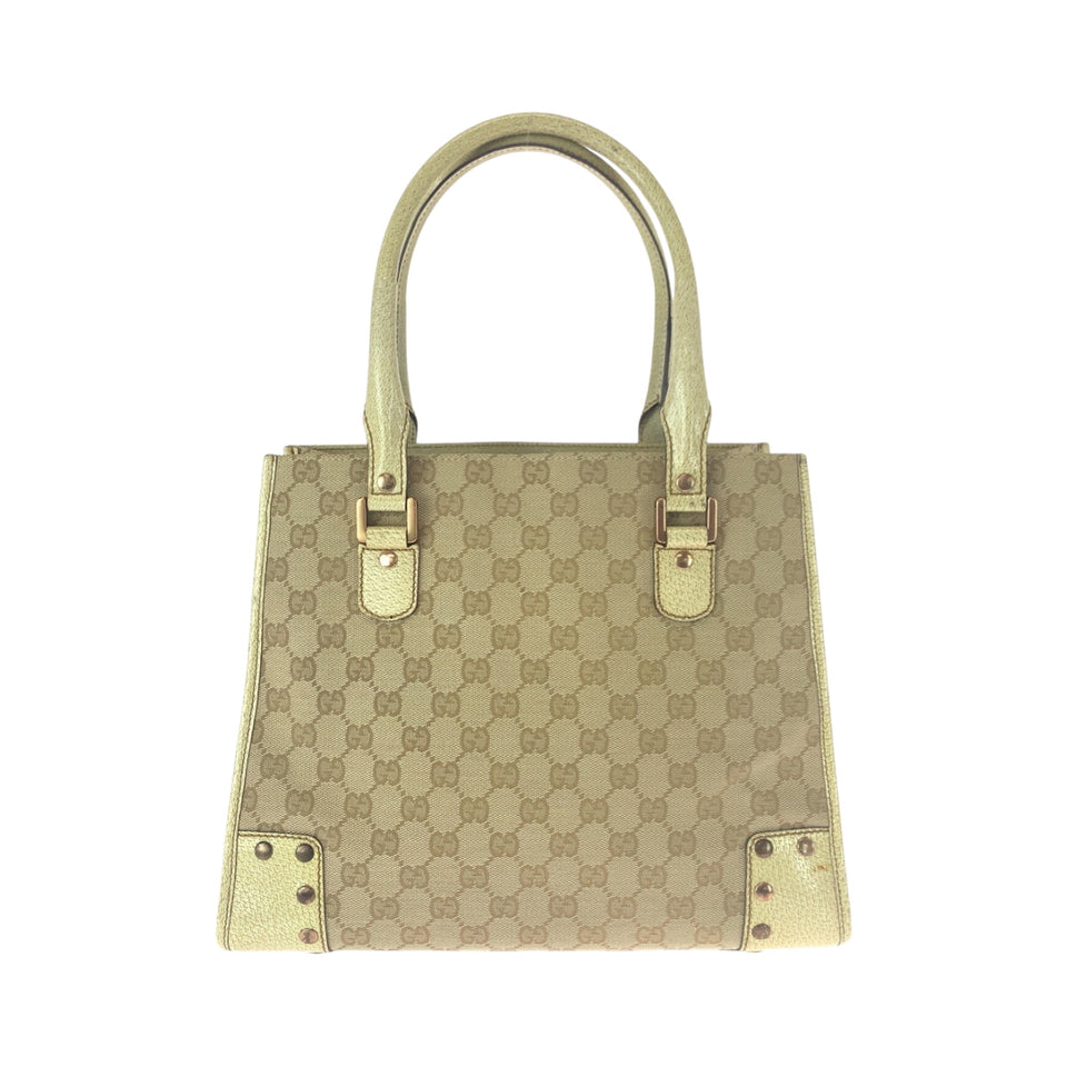 Gucci Tote Bag 124260 GG canvas Beige Ivory Gold Metal Tote Bag Handbag Shoulder Bag Women