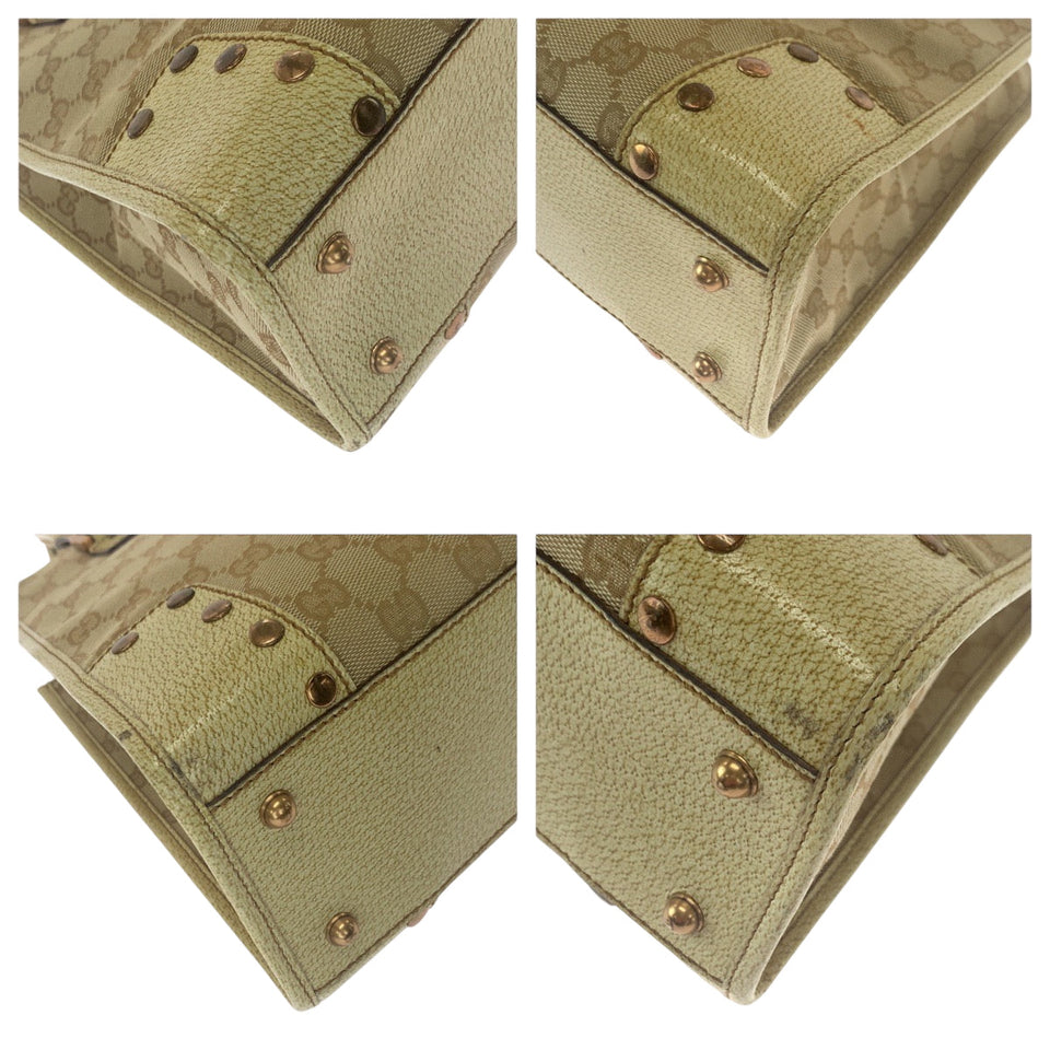Gucci Tote Bag 124260 GG canvas Beige Ivory Gold Metal Tote Bag Handbag Shoulder Bag Women