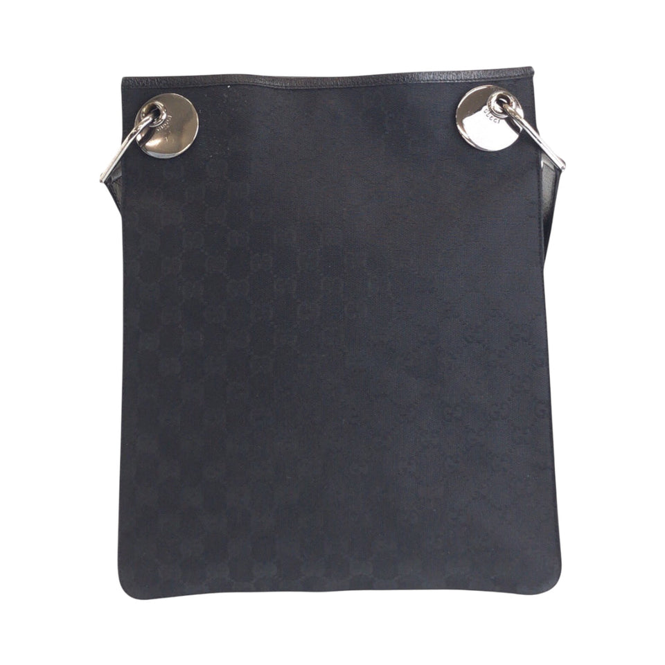 Gucci Shoulder Bag 120842 GG canvas, leather Black SilverMetal Shoulder Bag pochette Women