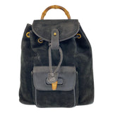 Gucci Backpack 003 1705 0030 Suede Black GoldMetal Bamboo
