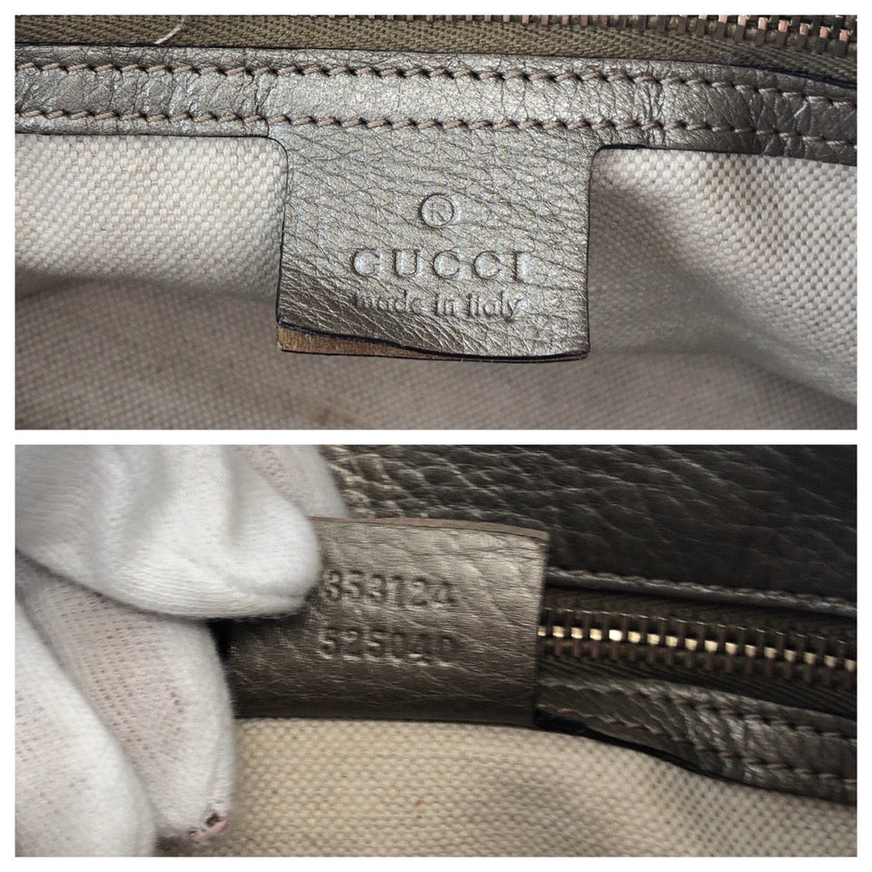 Gucci Shoulder Bag 353124 leather gold Bamboo