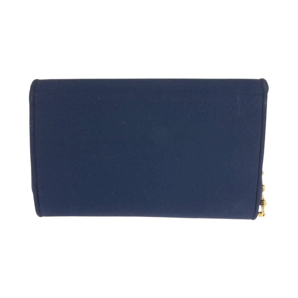 Gucci Shoulder Bag canvas Navy Gold Metal Old Gucci