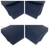 Gucci Shoulder Bag canvas Navy Gold Metal Old Gucci