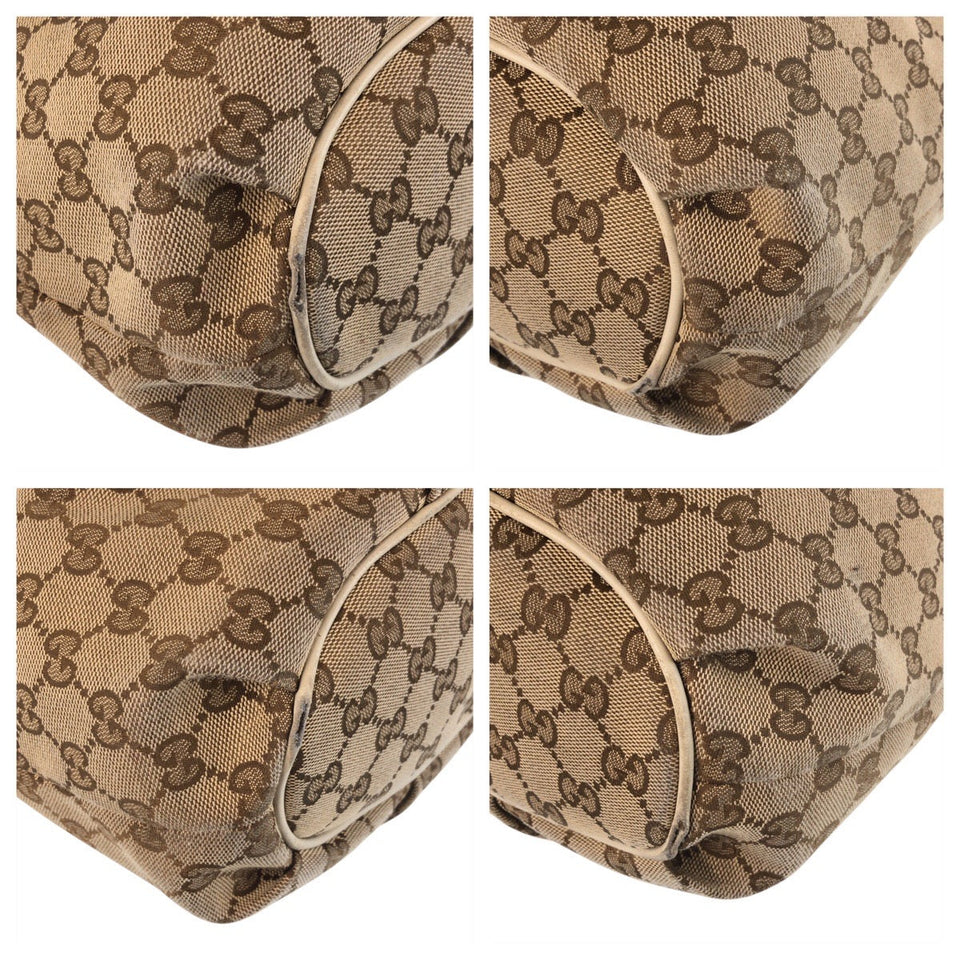 Gucci Shoulder Bag 388930 GG canvas, leather Beige Ivory Gold Metal Shoulder Bag Messenger bag Women